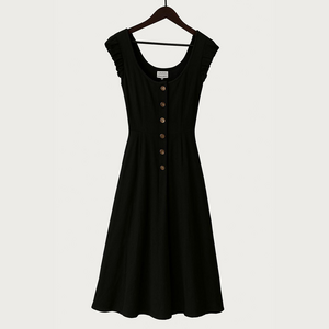Black Puff Sleeve Midi Sundress